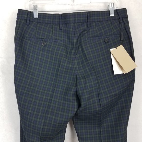 Burberry Men's 40 Soho Tartan Plaid Straight Leg Trousers Pants in Blue/Green - Picture 9 of 16